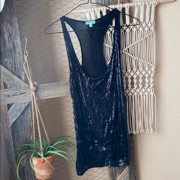 “The Arte” Black Sequin NFR Tank - Picture 1 of 3